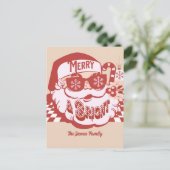 Retro Santa Merry en Bright Groovy Kerstmis Briefkaart (Staand voorkant)