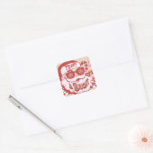Retro Santa Merry en Bright Groovy Vierkante Sticker (Envelop)