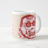 Retro Santa Merry, helder kerstroze rood Grote Koffiekop (Voorkant rechts)