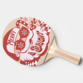 Retro Santa Merry, helder kerstroze rood Tafeltennisbatje (Zijkant)