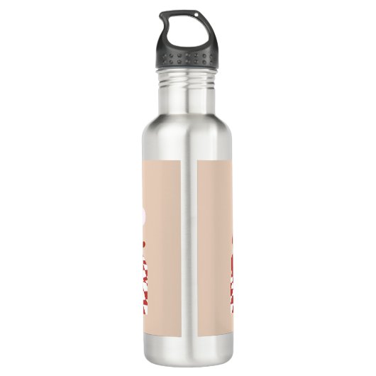 Retro Santa Merry, helder kerstroze rood Waterfles (Achterkant)