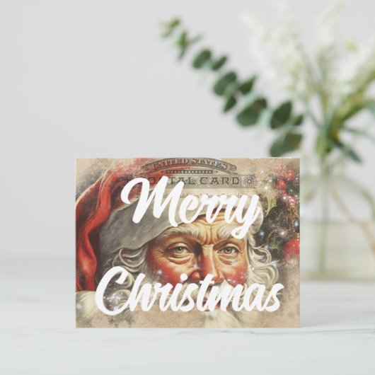 Retro Santa Merry Kerstmis Briefkaart (Staand voorkant)