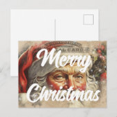 Retro Santa Merry Kerstmis Briefkaart (Voorkant / Achterkant)