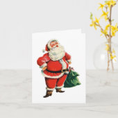 Retro Santa Merry Kerstmis en Happy Nieuwjaar Kaart (Gele Bloem)