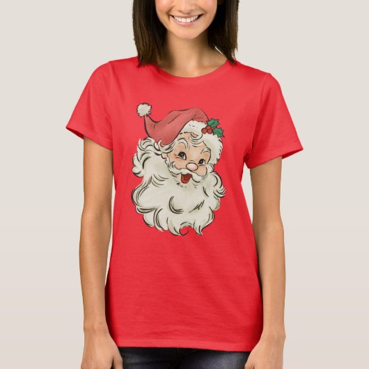 Retro Santa Merry Kerstmis T-shirt (Voorkant)