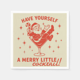 Retro Santa Merry Little Cocktail Christmas Napkin Servet