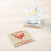 Retro Santa Merry Little Cocktail Paper Coaster Kartonnen Onderzetters (Insitu)