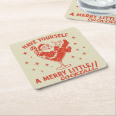 Retro Santa Merry Little Cocktail Paper Coaster Kartonnen Onderzetters (Schuin)