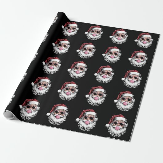 Retro Santa met bril blaast bubbel kerst Cadeaupapier (Uitgerold)