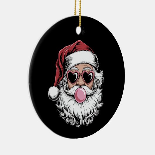 Retro Santa met bril blaast bubbel kerst Keramisch Ornament (Rechts)