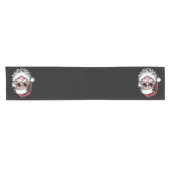 Retro Santa met bril blaast bubbel kerst Korte Tafelloper (Horizontaal)