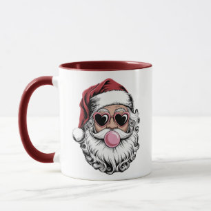 Retro Santa met bril blaast bubbel kerst Mok