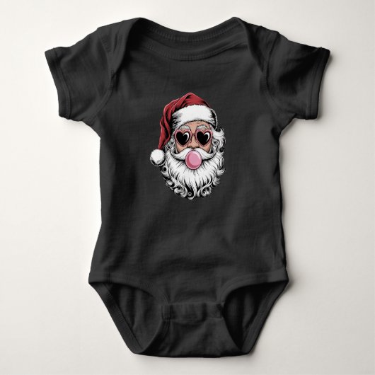 Retro Santa met bril blaast bubbel kerst Romper (Voorkant)