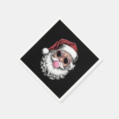 Retro Santa met bril blaast bubbel kerst Servet (Hoek)