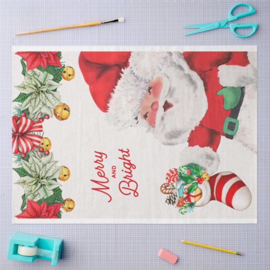 Retro Santa met een kerststop Tissuepapier (Craft)