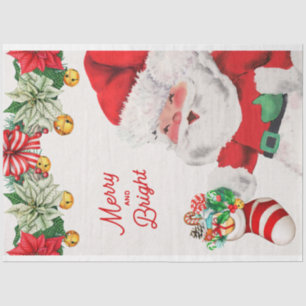 Retro Santa met een kerststop Tissuepapier
