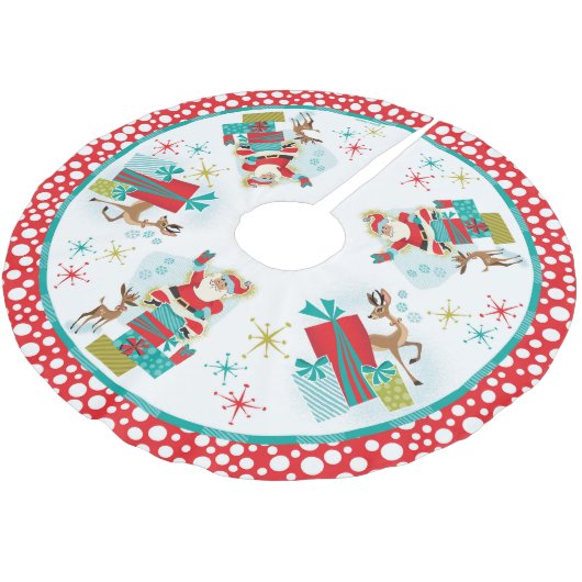 Retro Santa met geschenken Kerstboom Rok (Gekanteld)