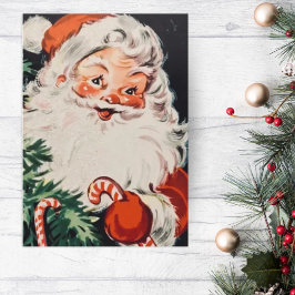 Retro Santa met snoeprietjes aangepaste kerstmis Feestdagen Kaart