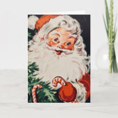 Retro Santa met snoeprietjes aangepaste kerstmis Feestdagen Kaart (Voorkant)