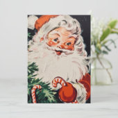 Retro Santa met snoeprietjes aangepaste kerstmis Feestdagenkaart (Staand voorkant)