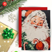 Retro Santa met snoeprietjes aangepaste kerstmis Feestdagenkaart