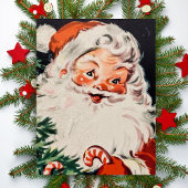  Retro Santa met snoeprietkerstmis Feestdagenkaart