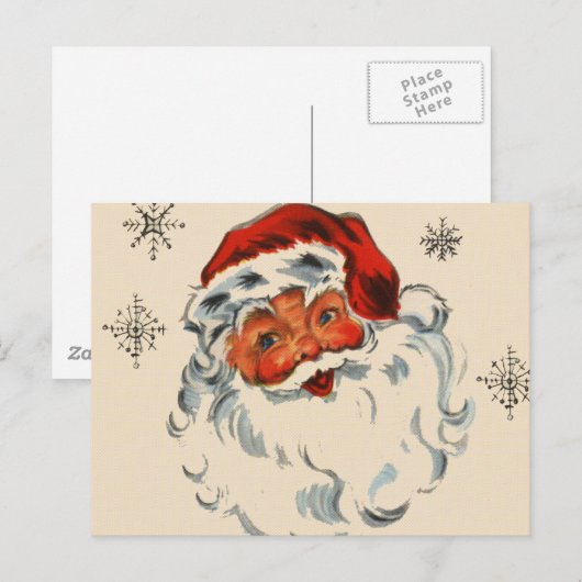 Retro Santa met sterren Feestdagenkaart (Voorkant / Achterkant)