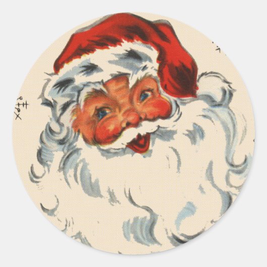 Retro Santa met sterren Ronde Sticker (Voorkant)