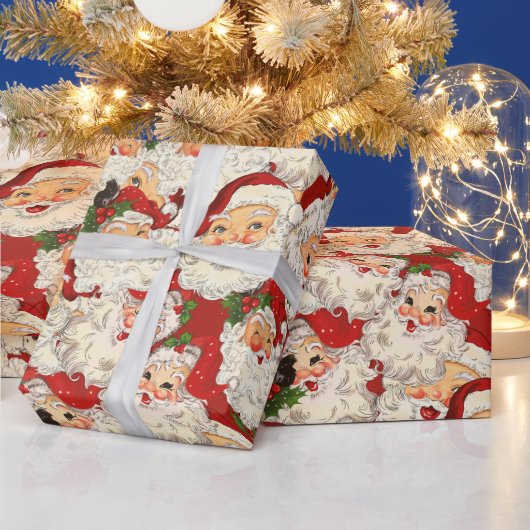  Retro Santa Mini Rode Kerstmis Cadeaupapier (Feestdagen)