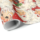  Retro Santa Mini Rode Kerstmis Cadeaupapier (Rol Hoek)