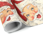  Retro Santa Mini Rode Kerstmis Cadeaupapier (Rol Hoek)