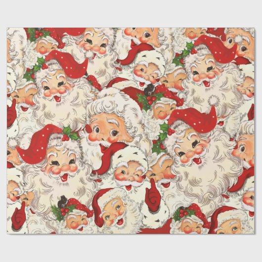 Retro Santa Mini Rode Kerstmis Cadeaupapier (Vlak)