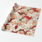 Retro Santa Mini Rode Kerstmis Cadeaupapier (Uitgerold)