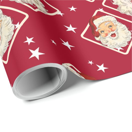  Retro Santa Mini Rode Kerstmis Cadeaupapier (Rol Hoek)