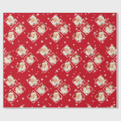  Retro Santa Mini Rode Kerstmis Cadeaupapier (Vlak)