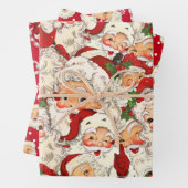  Retro Santa Mini Rode Kerstmis Inpakpapier Vel (In situ)
