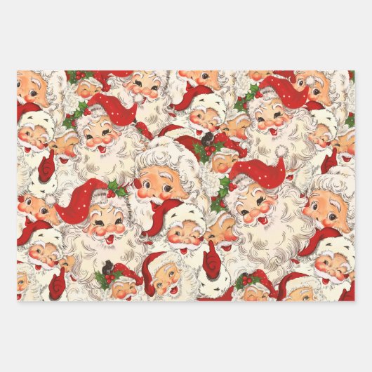  Retro Santa Mini Rode Kerstmis Inpakpapier Vel (Voorkant)