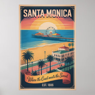 Retro Santa Monica Californië Reisposter Poster