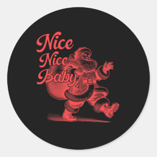 Retro Santa Nice Nice Ba Ronde Sticker
