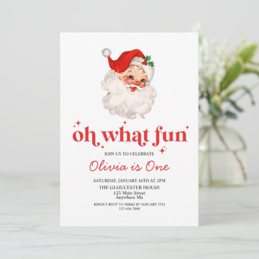 Retro Santa Oh Wat een leuke verjaardag Kaart (Staand voorkant)