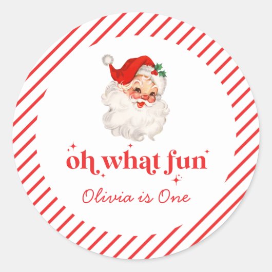 Retro Santa Oh Wat een leuke verjaardag Ronde Sticker (Voorkant)
