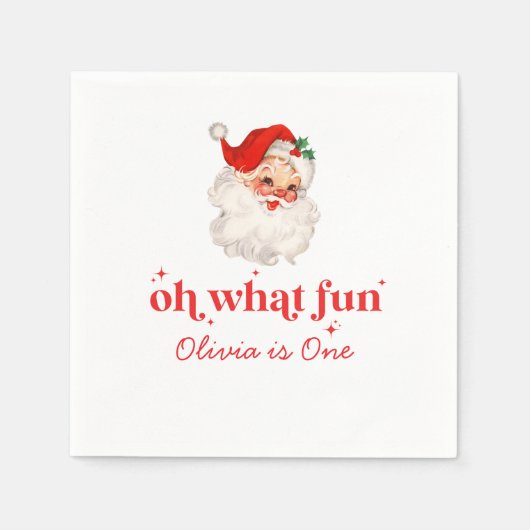 Retro Santa Oh Wat een leuke verjaardag Servet (Voorkant)
