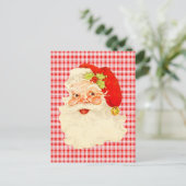 Retro Santa on Pset Feestdagenkaart (Staand voorkant)
