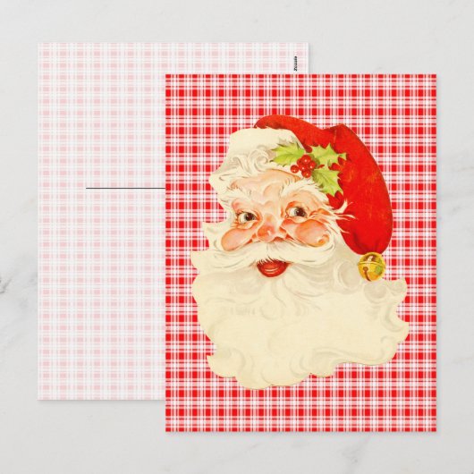 Retro Santa on Pset Feestdagenkaart (Voorkant / Achterkant)