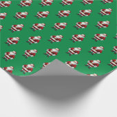 Retro Santa op het groene kerstpatroon van het bos Cadeaupapier (Hoek)