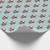 Retro Santa op Poeder Blauw Kerstpatroon Cadeaupapier (Hoek)