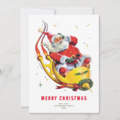 Retro Santa op Rocket Non-Photo Christmas-Kaart (Voorkant)