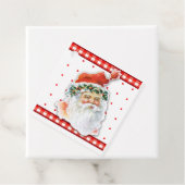 Retro Santa op Rode Stippen en Gingham Gift Labels (In situ)