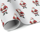 Retro Santa op Zilveren Mist Kerstpatroon Cadeaupapier (Rol Hoek)
