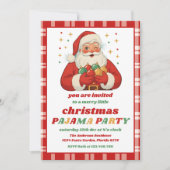 Retro Santa Pajama Christmas Party Editable Kaart (Voorkant)